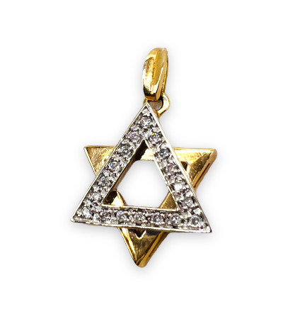 Star Of David 14k White & Yellow Gold w/Diamonds