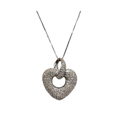 Diamond Heart Necklace Pendant 18k White Gold