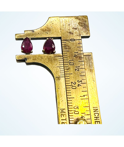 Red Ruby Earrings 14k Gold Pear Shaped