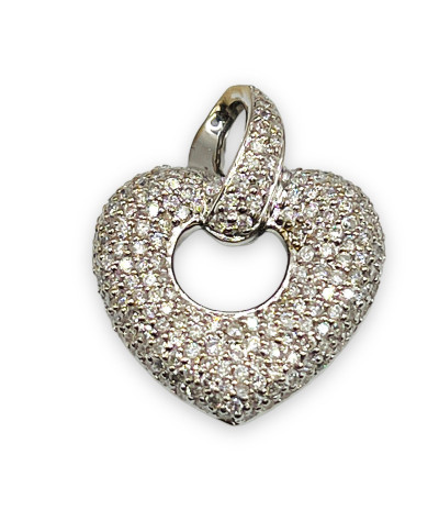 Diamond Heart Necklace Pendant 18k White Gold