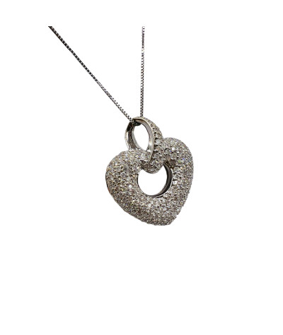 Diamond Heart Necklace Pendant 18k White Gold