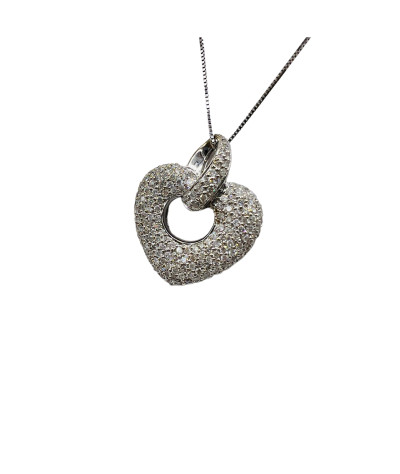 Diamond Heart Necklace Pendant 18k White Gold