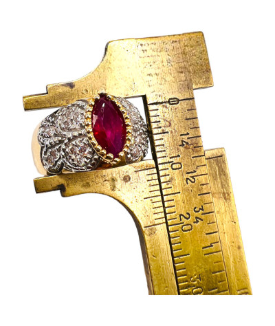 Vintage Ruby Diamond 14k Gold Ring - size 6