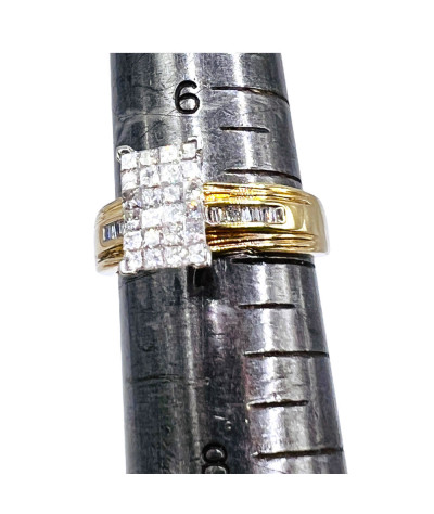 Trio Set Diamond Wedding Rings 14k Gold