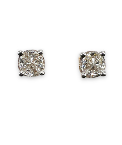 14k Yellow Gold Multi Diamond Stud Earrings