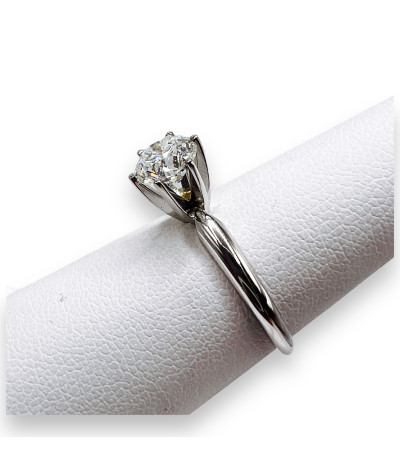 Diamond Solitaire Ring 14k White Gold - size 6.5