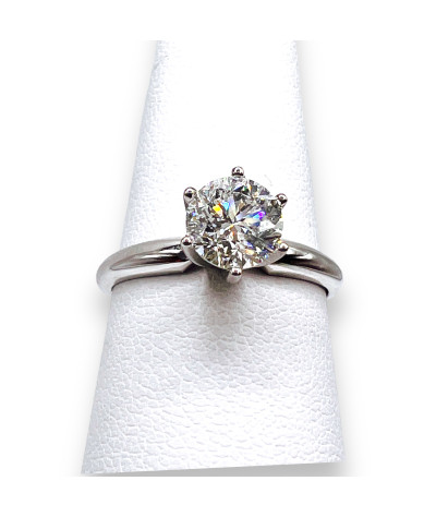 Diamond Solitaire Ring 14k White Gold - size 6.5