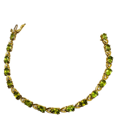 Peridot & Diamond Bracelet 14k Gold