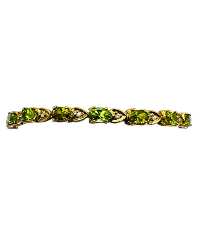 Peridot & Diamond Bracelet 14k Gold