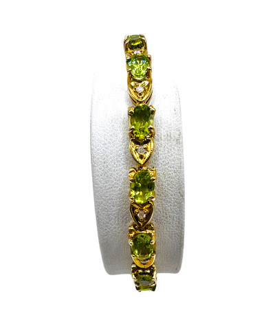 Peridot & Diamond Bracelet 14k Gold