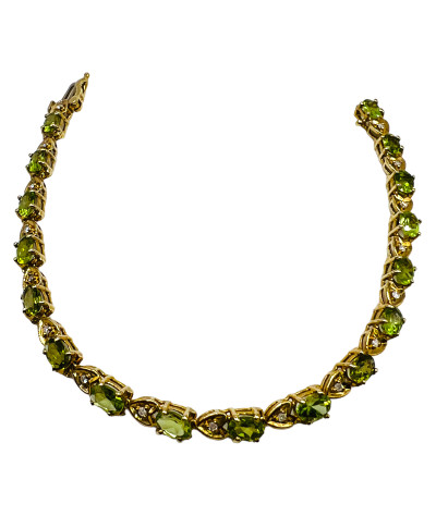 Peridot & Diamond Bracelet 14k Gold