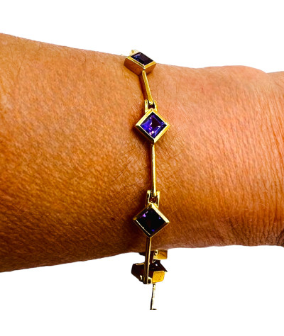 14K Gold Amethyst Bracelet