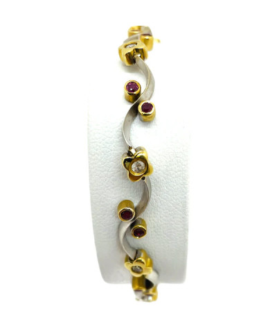 Ruby Diamond Bracelet 14K Yellow & White Gold