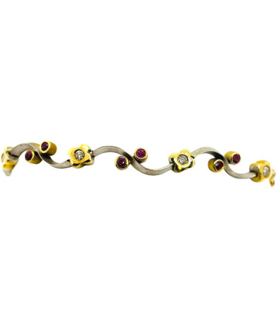 Ruby Diamond Bracelet 14K Yellow & White Gold