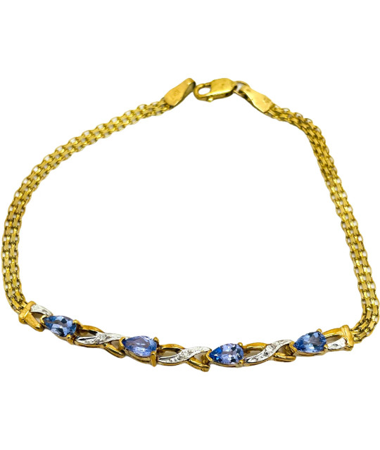 Tanzanite & Diamond XOXO Bracelet 10K Gold