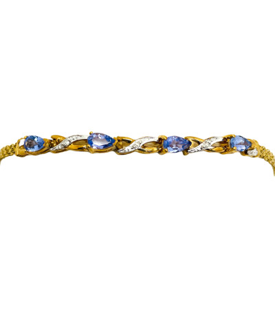 Tanzanite & Diamond XOXO Bracelet 10K Gold