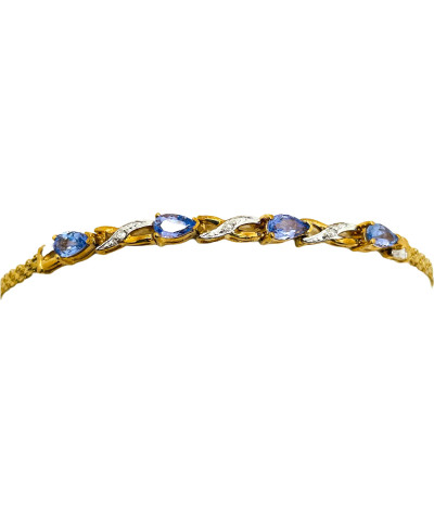 Tanzanite & Diamond XOXO Bracelet 10K Gold