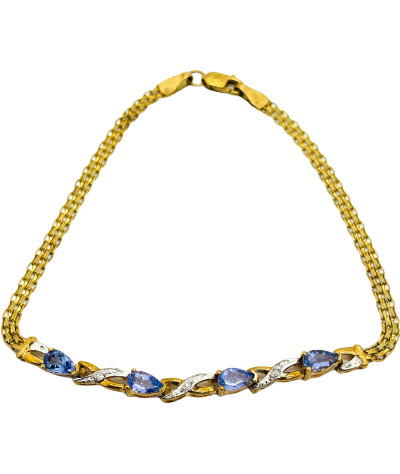 Tanzanite & Diamond XOXO Bracelet 10K Gold