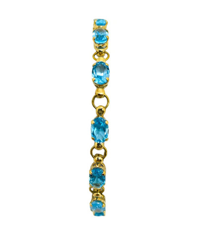 Natural Blue Topaz Tennis Bracelet 10K Yellow Gold